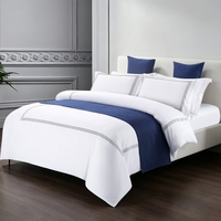 Ensemble de literie de luxe en coton 100% pour hôtel étoilé, fabriqué sur mesure à l'usine de Nantong, comprenant une housse de couette et un drap.