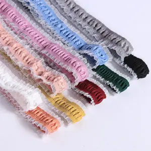 Polyester ruban organza/stain15-40mm wavy Ribbon Double Ruffle Edged Decorative Pleated For Pleat Dress