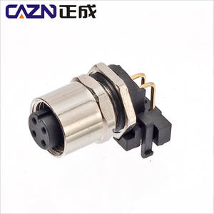Fabrika M12 açılı soket vida 2-12 Pins 90 derece PCB Metal Panel dağı konnektörler erkek kadın a B <span class=keywords><strong>C</strong></span> D konnektörler - Product Image 2