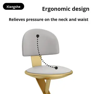 Chaise de Bar Îlot Luxueuse et Moderne Haut de Gamme, Tabouret Haut Designer Simple pour Maison, Dossier en Métal Acier, pour Utilisation en Extérieur, Hôtel ou Cuisine - Product Image 5