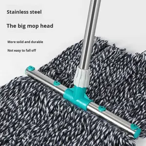 Mopa <span class=keywords><strong>de</strong></span> suelo con mango <span class=keywords><strong>de</strong></span> acero y cabezal redondo <span class=keywords><strong>de</strong></span> algodón, diseño retorcido rectangular con color <span class=keywords><strong>para</strong></span> limpieza del hogar - Product Image 2
