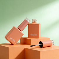 Flacon de vernis à ongles en gel de couleur macaron personnalisé OEM/ODM, 10 ml, flacon de vernis à ongles vide avec pinceau, flacons en verre carrés pour vernis à ongles