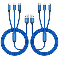 3 Ft 6 Ft 3-in-1 Nylon Tressé 3.0 Câble de Chargeur Micro-USB 8Pin C Câble de Données de Charge Rapide Câble de Chargeur Usb Multifonction
