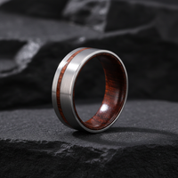 Wolfram-Ehering mit Rosenholz-Einlage 8mm Komfortpassform Unisex-Ring Zertifiziert von Drittanbietern THX Schmuck THX-TD080