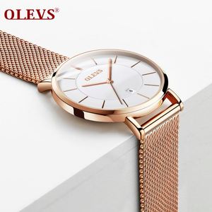 OLEVS 5869 Elegante <span class=keywords><strong>Orologio</strong></span> da <span class=keywords><strong>Donna</strong></span> al Quarzo <span class=keywords><strong>Oro</strong></span> <span class=keywords><strong>Rosa</strong></span> con Cristalli Trasparenti, Quadrante Grande, Display Data, <span class=keywords><strong>Orologio</strong></span> da Polso Casual Semplice - Product Image 5