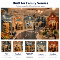 Casa de juegos suave comercial para supermercados, estanterías de exhibición de productos, fachada, probada por TUV, lista para zonas infantiles en centros comerciales