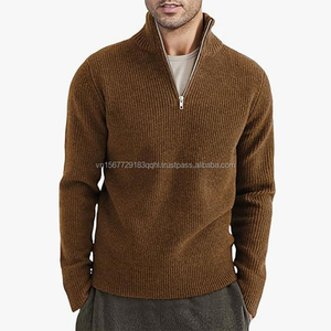 Suéter de punto personalizable para hombre, nuevo estilo, grueso, con cuello medio alto y cremallera, cálido para invierno, camisa de punto, abrigo, prendas de punto - Product Image 3