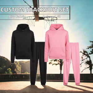 Conjunto Deportivo para Niñas, Sudadera con Capucha y Pantalones Jogger de Forro Polar Transpirable y Ecológico, Cierre con Cordón, Ropa Casual de Calle para Invierno - Product Image 2