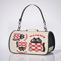 Sac de transport portable en polyester pour chat et chien, respirant, imperméable, à porter à la main