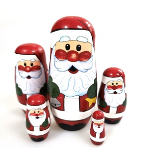 Juego de muñecas anidadas coloridas de recuerdo de Matryoshka de Navidad de madera tradicional rusa para niños - Product Image 5