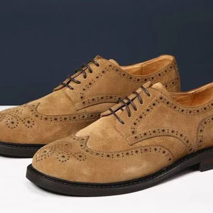 Zapatos Derby Formales de Alta Calidad para Hombre - Cuero Genuino con Patrón Tallado, Acabado Mate, Estilo Retro para Caballero - Product Image 1