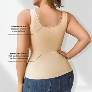 Soutien-gorge camisole en jersey grande taille pour femmes 2 en 1 sans fil écologique sans couture Shapewear haute élasticité doux comme du beurre dos en forme de U - Product Image 2
