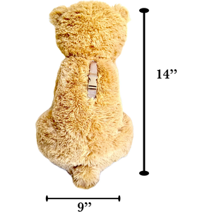 Orsacchiotto di peluche <span class=keywords><strong>Grizzly</strong></span> Bear con tracolla resistente, maniglia e tasca con cerniera, 14 pollici, marrone chiaro, coccoloso. - Product Image 3