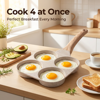 Poêle à Frire Épaisse Antiadhésive pour Omelettes, Œufs, Crêpes, Steaks, et Préparation de Repas Matinaux (Œufs, Jambon) - Ustensile de Cuisine