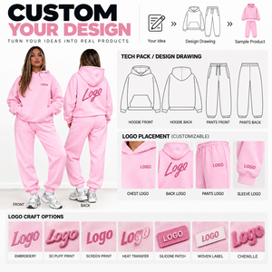 Set Tuta Felpata di Lusso Personalizzata in Cotone 100% con Fodera in Pile, Vestibilità Rilassata Oversize con Spalle Cadenti, <span class=keywords><strong>Abbigliamento</strong></span> <span class=keywords><strong>Donna</strong></span> - Product Image 3
