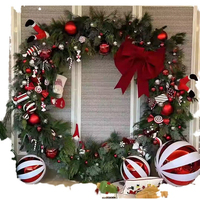 Guirlande de Noël géante en fleurs artificielles, taille personnalisée, décoration suspendue pour porte d'entrée, centre commercial, hôtel, vitrine
