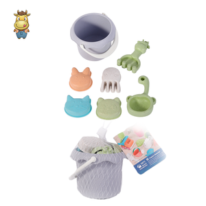 Wholesale Wheat Straw Beach Toy Set 7pcs <b>Kids</b> Bucket with Animal Claw Rake <b>Watering</b> <b>Can</b> Sea Animal Moulds Mesh Bag - Product Image 6