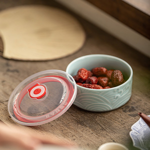 Bol de conservation alimentaire hermétique en céramique, rond, avec couvercle à clipser, pour fruits secs, noix, en-cas, utilisation pour les fêtes - Product Image 4
