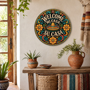 Letrero Metálico de Metal 'Mi Casa Su Casa', Decoración de Pared Mexicana Rústica Vintage para Hogar, Cocina, Patio, Personalizado, Venta al Por Mayor - Product Image 2