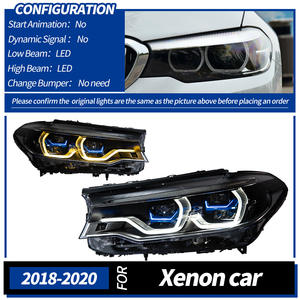 Conjunto <span class=keywords><strong>de</strong></span> Faros Delanteros LED Completos <span class=keywords><strong>con</strong></span> Lente <span class=keywords><strong>de</strong></span> Proyector Láser <span class=keywords><strong>con</strong></span> Borde Azul y Ojo Dorado <span class=keywords><strong>de</strong></span> Doble Color para BMW Serie 5 G30 2018-2020 - Product Image 3