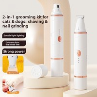 Tondeuse à ongles pour chien rechargeable 2-en-1 personnalisée, en ABS, avec double éclairage LED, faible bruit, tondeuse électrique pour toilettage