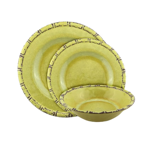 SEBEST Factory Venta caliente Juego de cena de <span class=keywords><strong>melamina</strong></span> Juegos de <span class=keywords><strong>vajilla</strong></span> de <span class=keywords><strong>melamina</strong></span> para <span class=keywords><strong>6</strong></span> <span class=keywords><strong>personas</strong></span> Juego de cena amarillo <span class=keywords><strong>Vajilla</strong></span> - Product Image 1