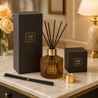 Flacons diffuseurs de parfum de luxe en verre transparent de 120 ml pour décoration intérieure, personnalisables, avec bouchon à vis et boîte.