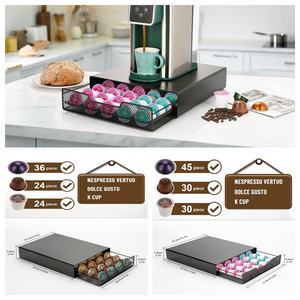 RTS New 45 Pods Metal Coffee Capsule Pod Cajón Soporte de almacenamiento Organizador para <span class=keywords><strong>Vertuo</strong></span> <span class=keywords><strong>Dolce</strong></span> <span class=keywords><strong>Gusto</strong></span> K Cup - Product Image 4