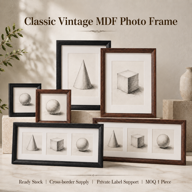 Classic MDF Wooden Photo Frame Black Brown A1/A3/12x18/6x8 Rustic Durable Wall Tabletop Home Gallery Art Decor