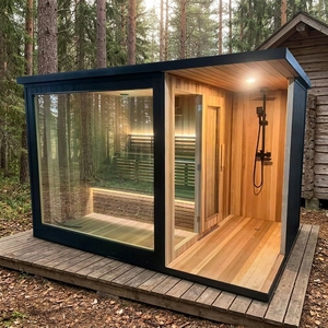 <span class=keywords><strong>Sauna</strong></span> <span class=keywords><strong>extérieur</strong></span> de style traditionnel avec douche, en <span class=keywords><strong>bois</strong></span> massif naturel, avec système de chauffage rapide pour les loisirs en jardin - Product Image 3