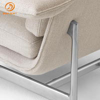 Nordischer Luxus Moderner Edelstahl-Sessel Sofa Beistellstuhl Freizeit Wohnzimmer Schlafzimmer Gemütlicher Einzelner Samt-Akzentsessel mit Designakzenten