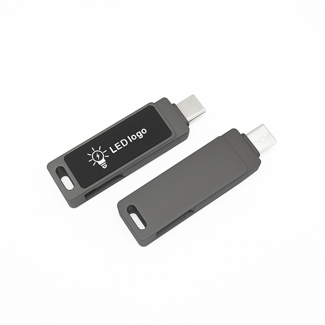 custom printed logo usb drives light up metal pendrive 2 in 1 type c to mini usb storage drive