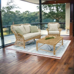 Ensemble table et chaises 2 places en bambou écologique Century pour la maison, restaurant, parc, villa, mobilier de jardin moderne et de terrasse - Product Image 1