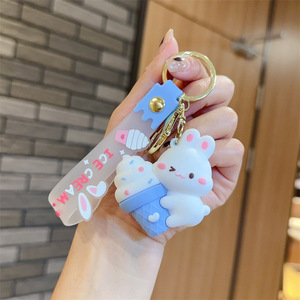 Llavero de silicona con forma de conejo y helado, diseño Kawaii, venta al por mayor - Product Image 6