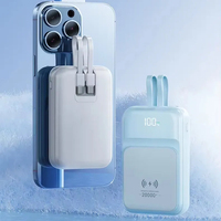 Powerbank nirkabel magnetis 15w pd 20w, bank daya baterai portabel pengisian cepat dengan kabel