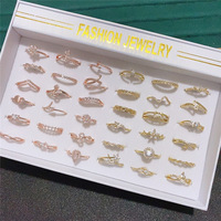 Bagues de Doigt Plaqué Or, Argent et Or Rose à Bas Prix, Styles Mélangés en Gros, Bagues Glaçées en Zircon et Diamant CZ