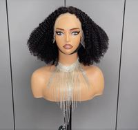Perruque en cheveux humains afro crépus bouclés haute densité, avec dentelle frontale pré-épilée, ligne de cheveux naturelle, douce et rebondissante, pour femmes noires