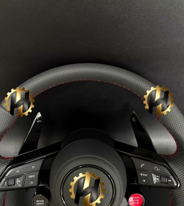 Volant sport HZ avec bouton de démarrage <span class=keywords><strong>S</strong></span>-<span class=keywords><strong>Line</strong></span>, demi-<span class=keywords><strong>coupe</strong></span> en fibre de carbone, palettes LED couleur personnalisée pour <span class=keywords><strong>Audi</strong></span> TT R8 <span class=keywords><strong>A4</strong></span> A5 B8 B9 S4 - Product Image 2