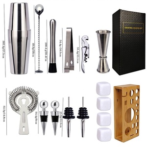 Ensemble de shaker à cocktails pour débutants Ensemble complet de bouilloires en acier inoxydable à manivelle Équipement professionnel de mélange de cocktails - Product Image 2