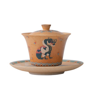 Dunhuang Style Gaiwan Pottery Lidded <b>Tea</b> Bowl With <b>Infuser</b> Large Capacity Kung Fu <b>Tea</b> Set Single Household Use - Product Image 5