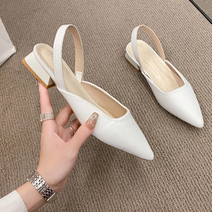 Été Femmes Nouveau Sexy Retro Solid Color Heels PU Leather Shoes Outdoor Banquet Party Pointed Shoes Fashion Sandals Plus Size 42 - Product Image 5