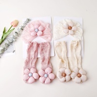 Conjunto de Gorro y Calcetines Finos y Transpirables con Encaje Calado de Flores, Anti Mosquitos, Hasta la Pantorrilla, para Recién Nacidos, Uso Diario