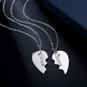 Collar de Acero Inoxidable con Grabado de Carta de Amor Rota, Romántico para Parejas, Venta Caliente 2024, Oro Rosa, Día de San Valentín, Te Extraño - Product Image 3