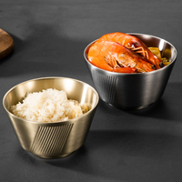 Bol en acier inoxydable à double paroi isolé, design en sergé à pied haut, résistant à la chaleur et aux ondulations, idéal pour les repas de kimchi et de riz des enfants