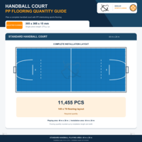 Dalles de sol modulaires en PP pour la modernisation des terrains de handball communautaires, destinées aux centres de loisirs, campus et salles d'activités, pour projets mondiaux