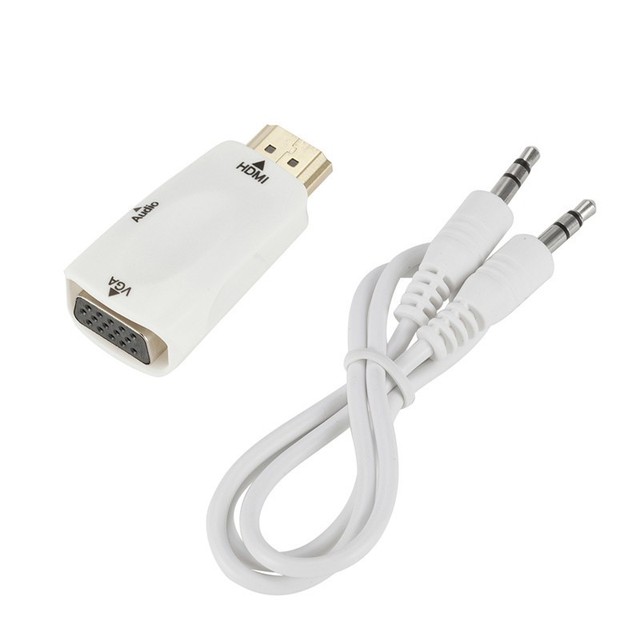 Gold Plated 4K HDTV to VGA Converter with 3.5mm Audio Jack Compatible PC Laptop DVD Projector Monitor for AUX 3.5mm Microphone