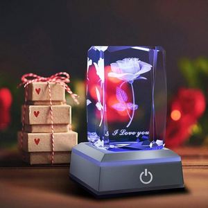 Wholesale K9 Crystal Cube Photo Frame with Led Light Custom Laser Engrave 3d Photo Crystal Cube for <b>Souvenir</b> Gift - Product Image 1