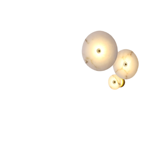 Modern Copper <b>Wall</b> Lamp <b>with</b> Marble Shade Round LED <b>Light</b> Fixture for Living Room 2700K Soft Warm White E26 Base - Product Image 1