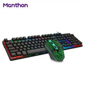 Venda quente De Teclado Rgb Backlit LED Gaming Teclado E Colorido Mouse Combo Teclado Computador