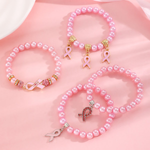 Collares de cuentas rosas hechos a mano para mujer, conjunto de joyería, abalorios de cinta rosa, collar con colgante para niñas y mujeres - Product Image 3